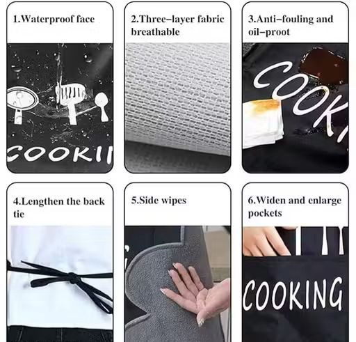 Premium Waterproof Kitchen Apron with Pockets & Hand Wipe Towel – Pack of 2