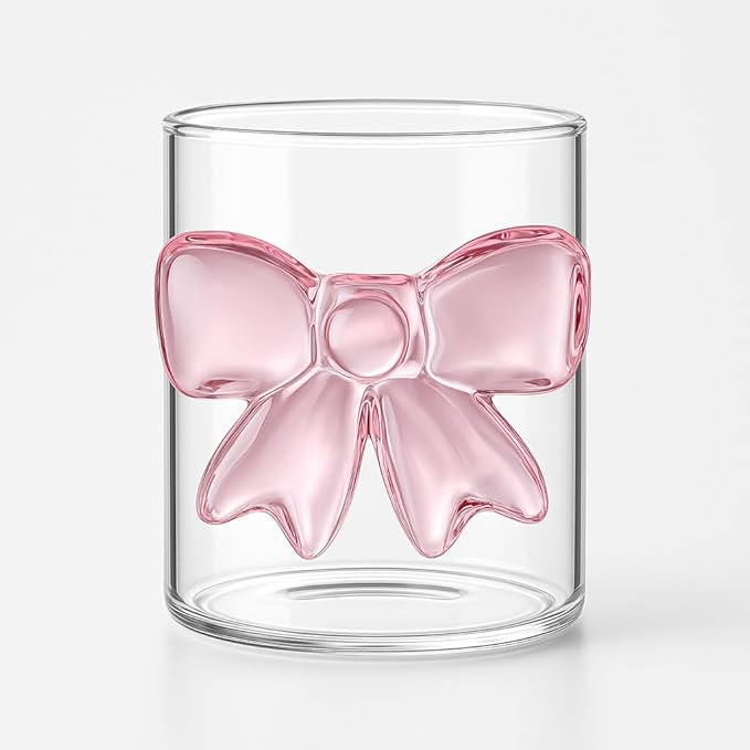 Pink Bow Aesthetic Glass Cup