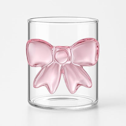Pink Bow Aesthetic Glass Cup