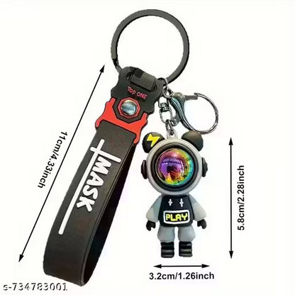 Astronaut Cartoon Keychain with Mask Strap – Premium Rubber Key Holder
