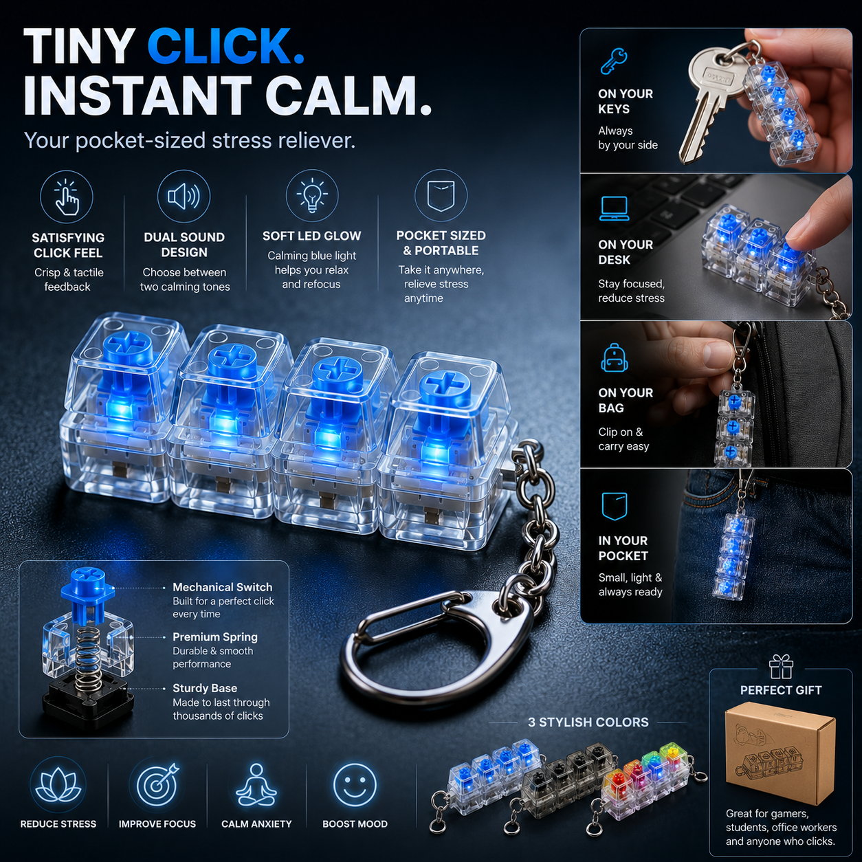 Mechanical Keyboard Fidget Keychain