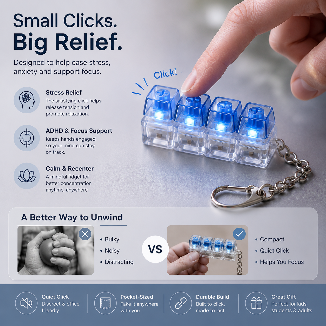Mechanical Keyboard Fidget Keychain