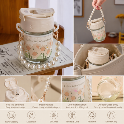 Pearl Chain Glass Tumbler - 350 ML