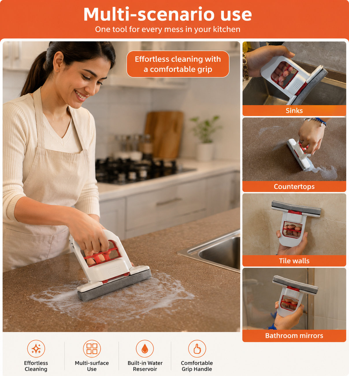 Mini Foldable Sponge Mop for Kitchen, Bathroom & Countertops