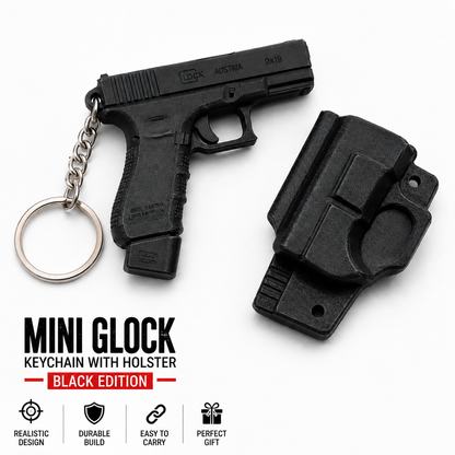 Mini Glock Keychain with Holster – Black Edition