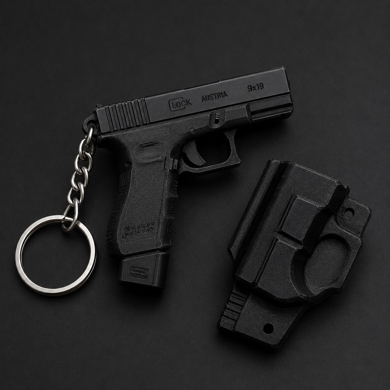 Mini Glock Keychain with Holster – Black Edition