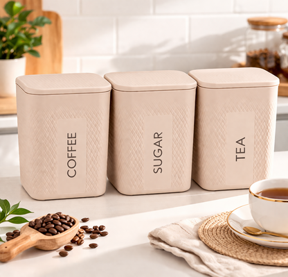 Premium Tea Coffee & Sugar Containers – Set of 3 (800ml Each)