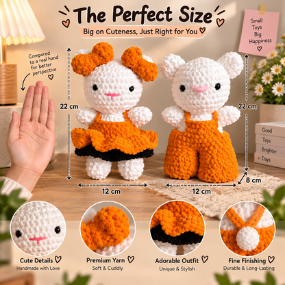 Crochet Couple Dolls – Handmade Cute Couple Plushies (Orange)