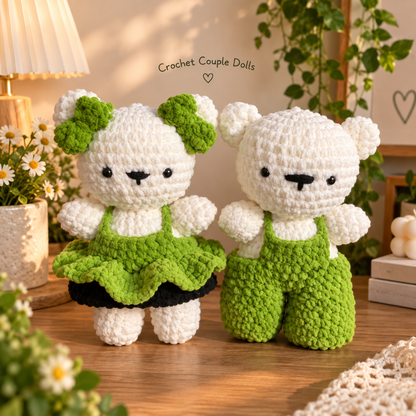 Crochet Couple Dolls – Handmade Cute Couple Plushies (Green)