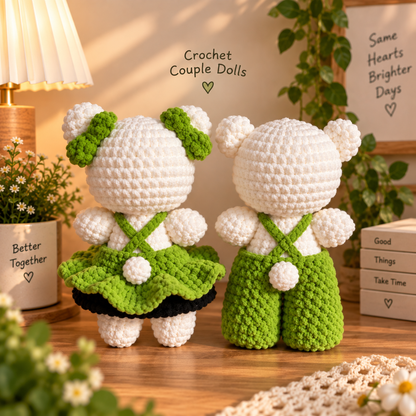 Crochet Couple Dolls – Handmade Cute Couple Plushies (Green)
