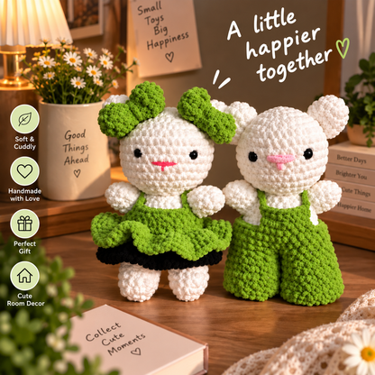 Crochet Couple Dolls – Handmade Cute Couple Plushies (Green)