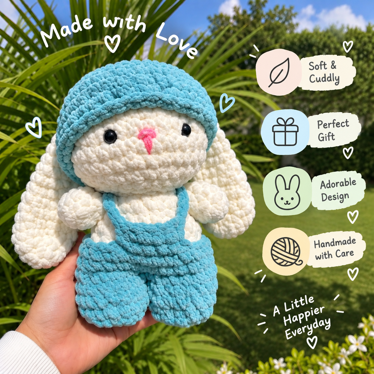 Crochet Bunny Plushie – Handmade Soft & Cuddly Rabbit Doll