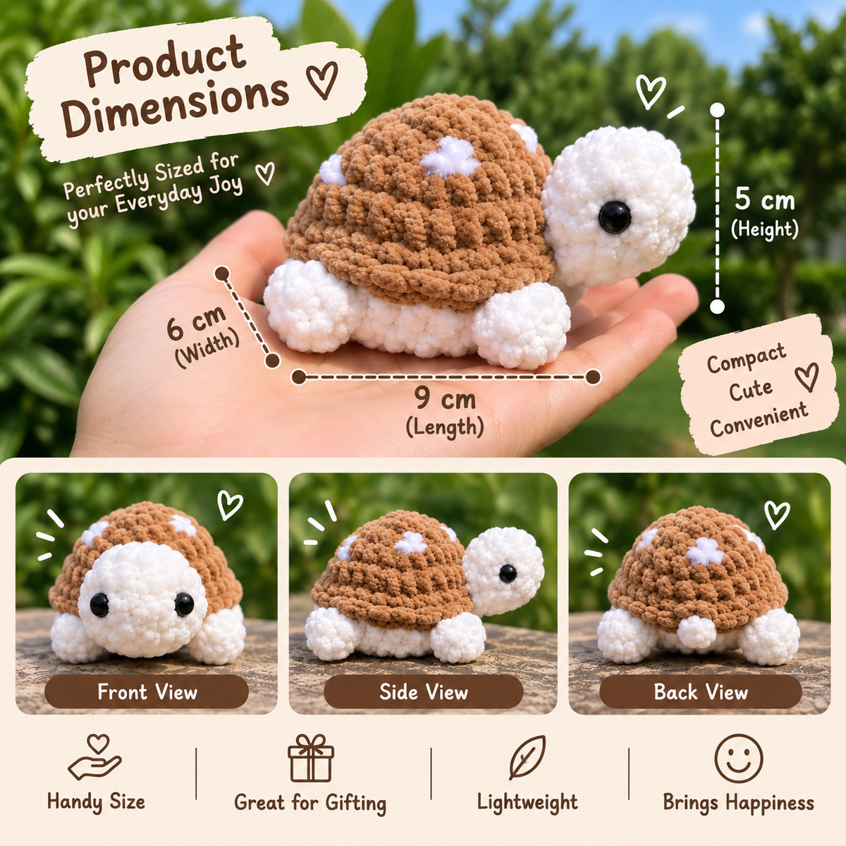 Crochet Turtle Plushie – Handmade Cute Pocket Turtle