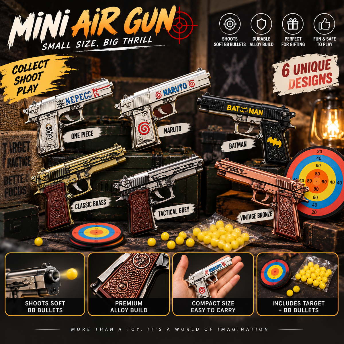 Mini Air Gun with Target & Bullet Set