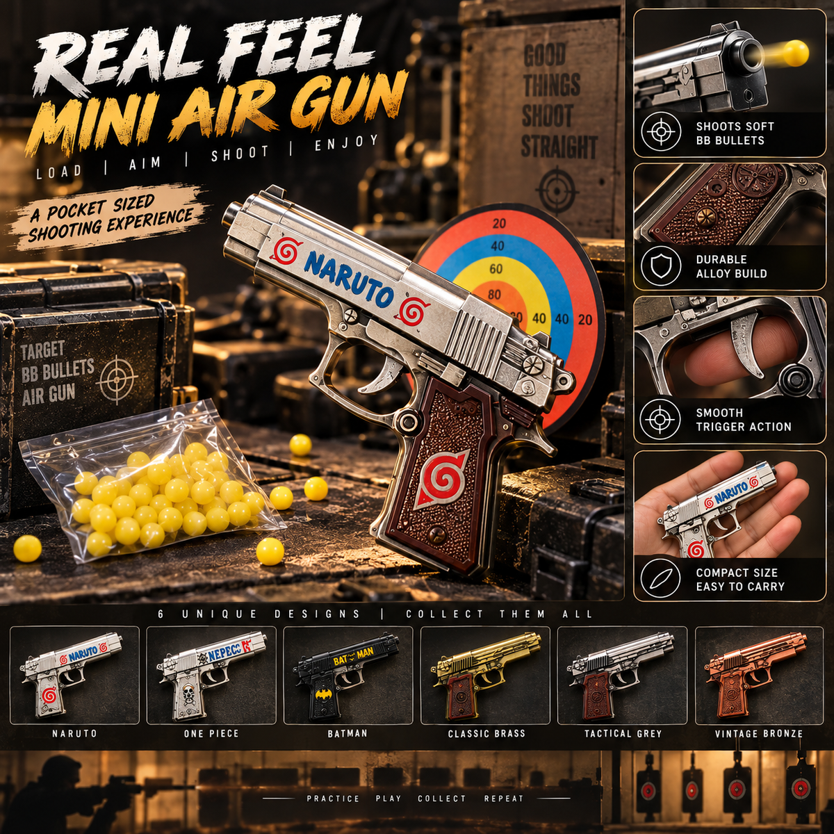 Mini Air Gun with Target & Bullet Set