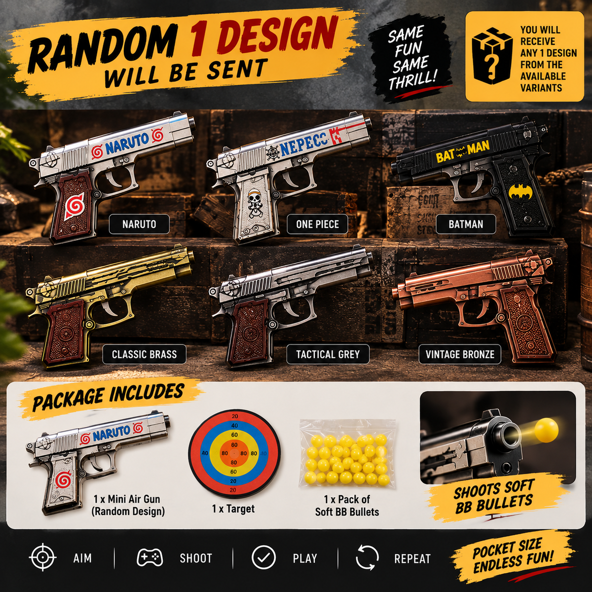 Mini Air Gun with Target & Bullet Set