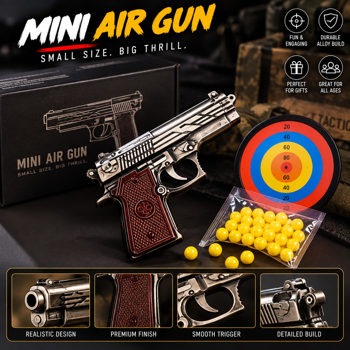 Mini Air Gun with Target & Bullet Set