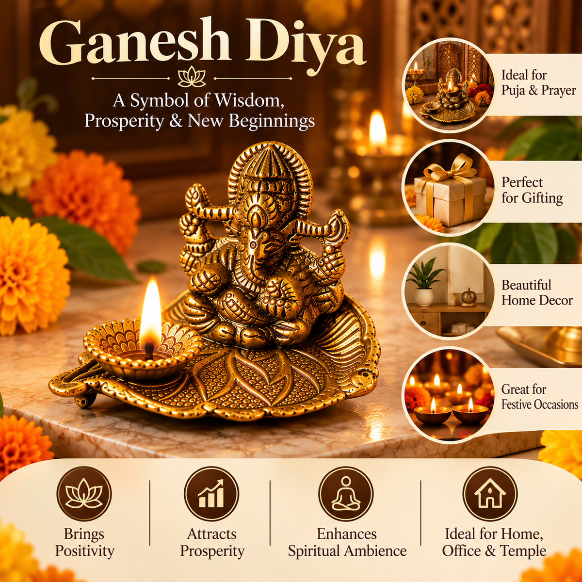 Ganesh Diya – Symbol of Wisdom, Prosperity & New Beginnings
