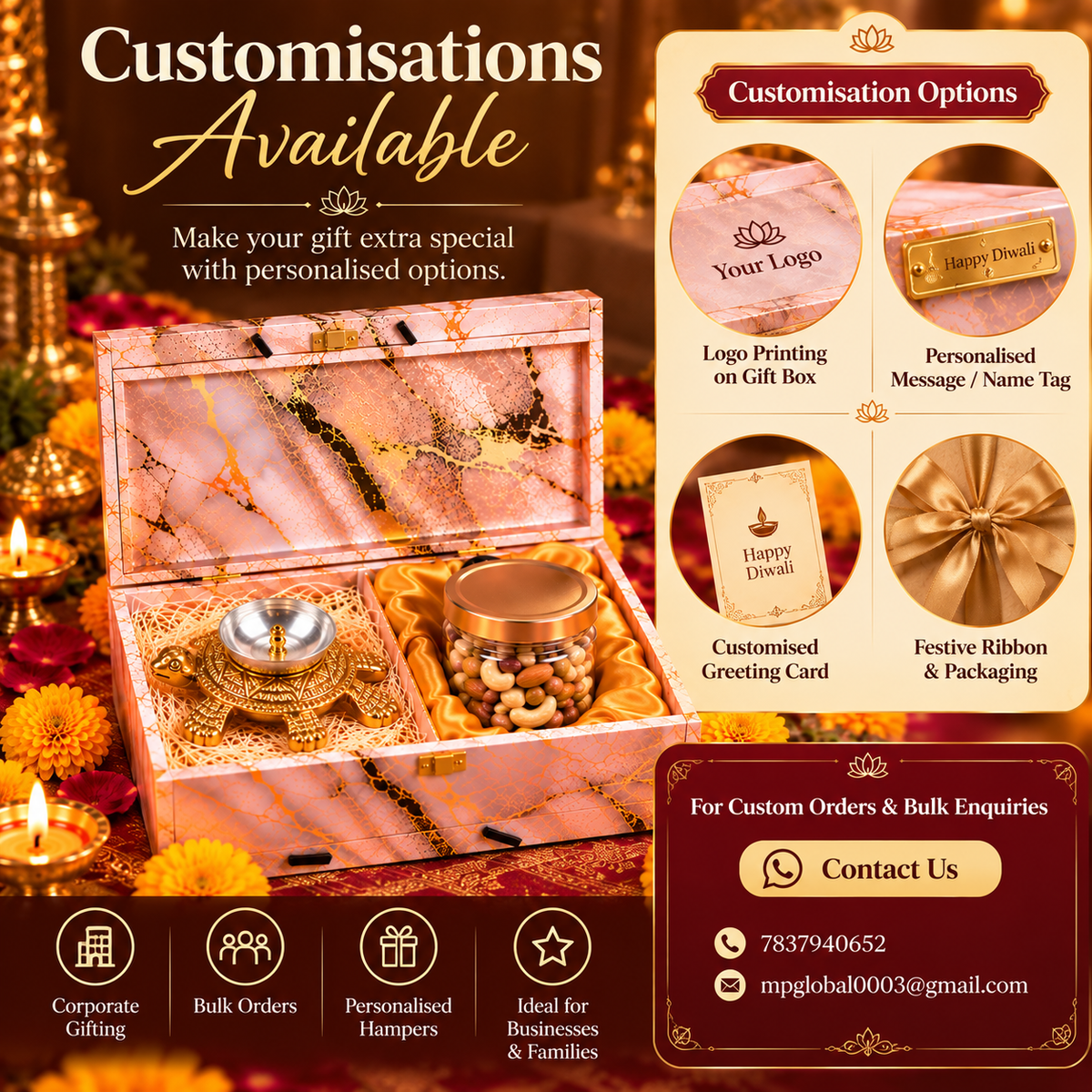 Premium Diwali Gift Hamper – Kachua Diya & Dry Fruits