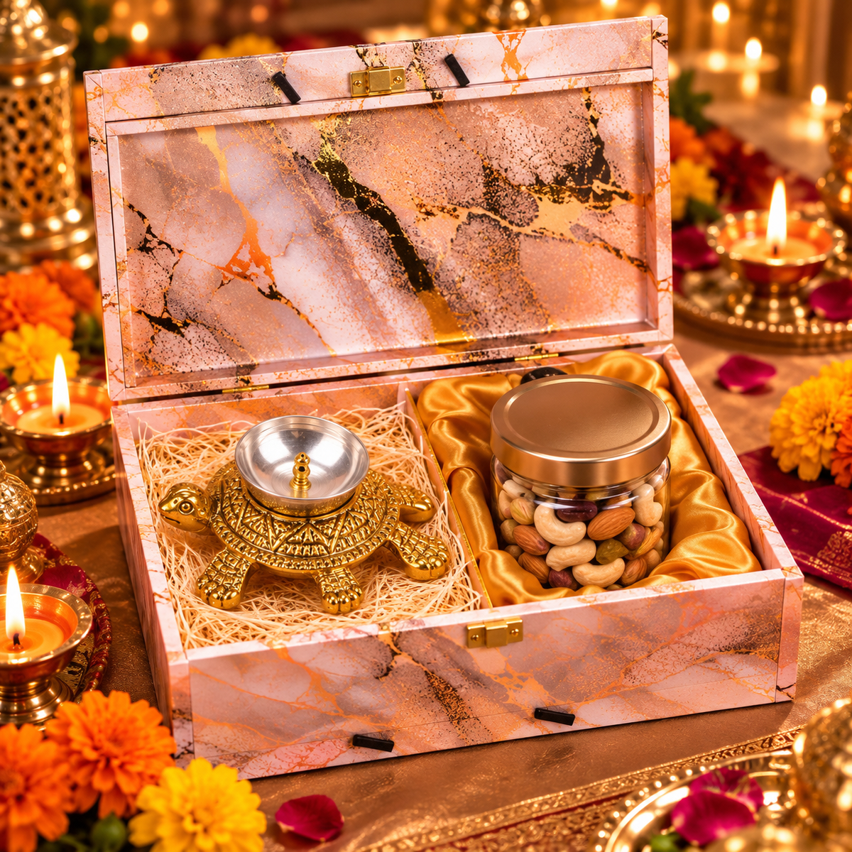 Premium Diwali Gift Hamper – Kachua Diya & Dry Fruits
