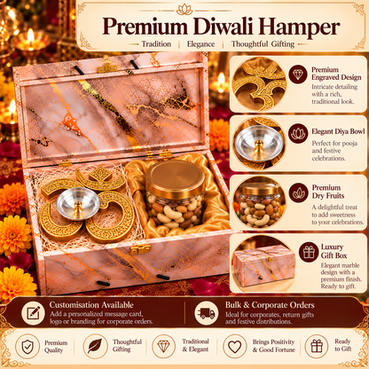 Premium Diwali Gift Hamper – Om Diya & Dry Fruits