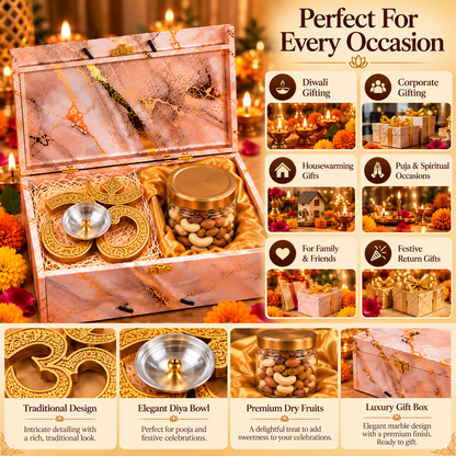 Premium Diwali Gift Hamper – Om Diya & Dry Fruits