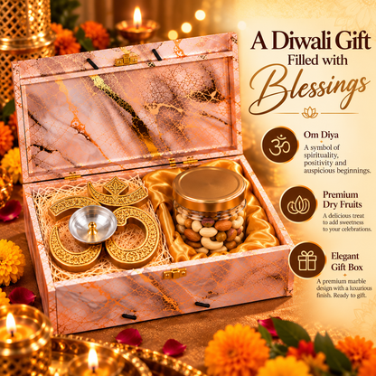 Premium Diwali Gift Hamper – Om Diya & Dry Fruits