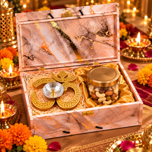 Premium Diwali Gift Hamper – Om Diya & Dry Fruits