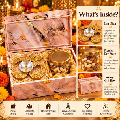 Premium Diwali Gift Hamper – Om Diya & Dry Fruits