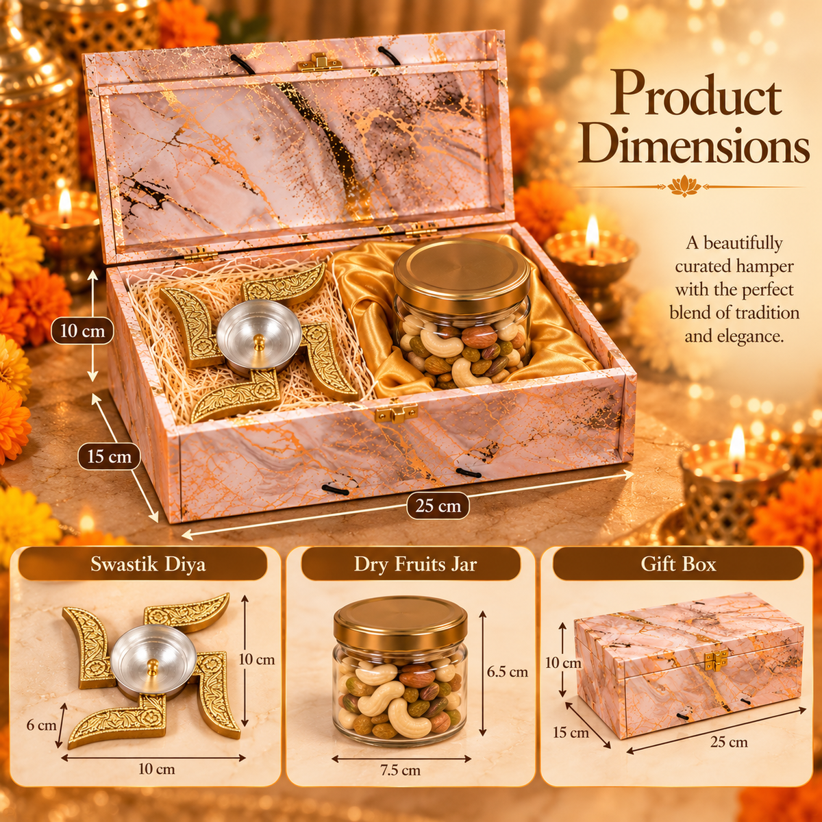 Premium Diwali Gift Hamper – Swastik Diya & Dry Fruits