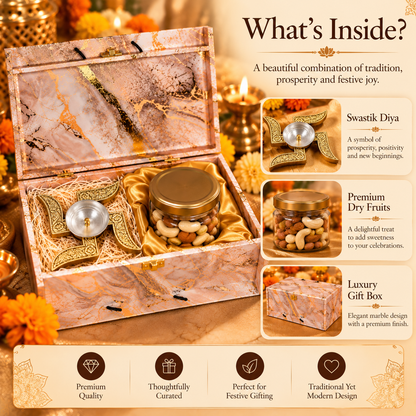 Premium Diwali Gift Hamper – Swastik Diya & Dry Fruits