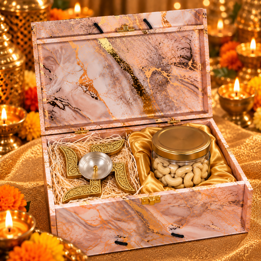 Premium Diwali Gift Hamper – Swastik Diya & Dry Fruits