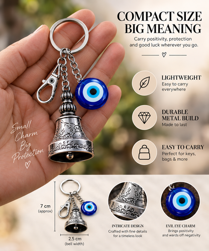 Guardian Bell Keychain with Evil Eye Charm