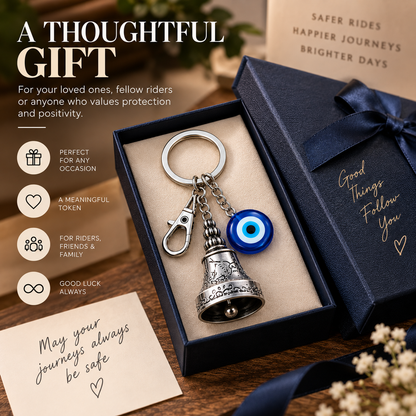 Guardian Bell Keychain with Evil Eye Charm