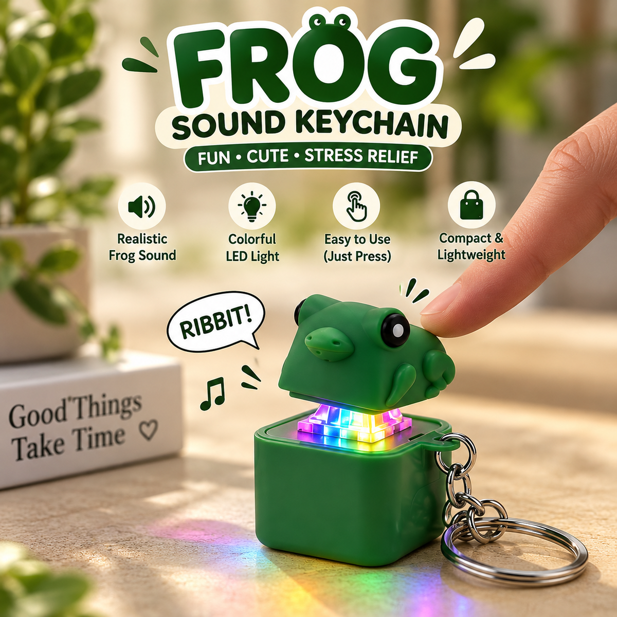 Frog Sound Keychain with LED Light 🐸