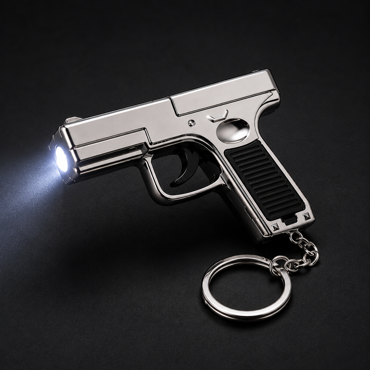 Laser Gun Keychain with LED Light & Whistle