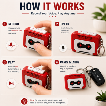 Retro Sound Voice Recorder Keychain ❤️