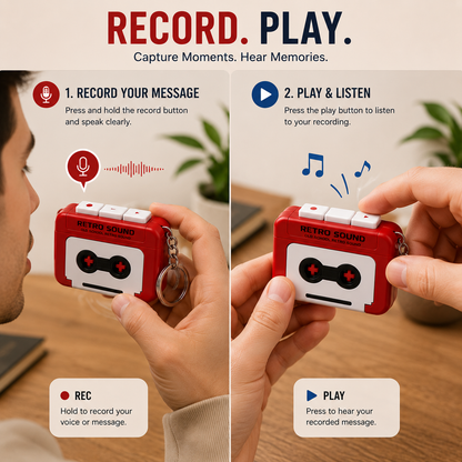 Retro Sound Voice Recorder Keychain ❤️