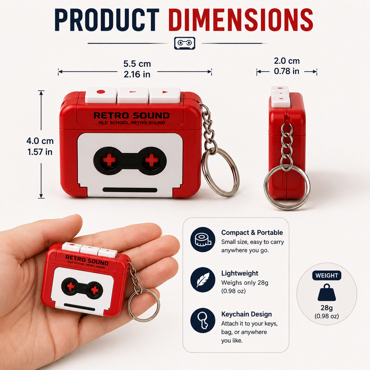 Retro Sound Voice Recorder Keychain ❤️