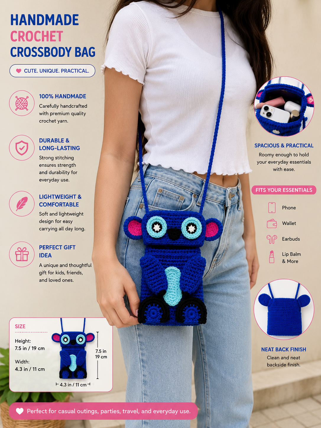 Handmade Crochet Stitch Sling Bag