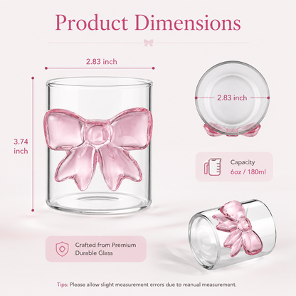 Pink Bow Aesthetic Glass Cup