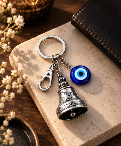 Guardian Bell Keychain with Evil Eye Charm