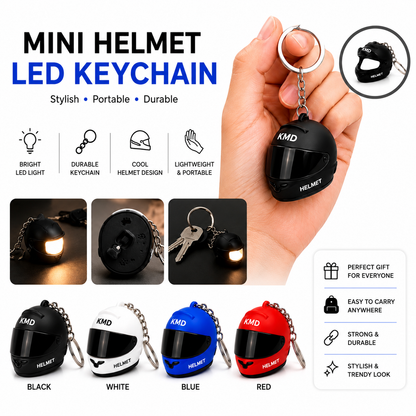 Mini Motorcycle Helmet Keychain with LED Light