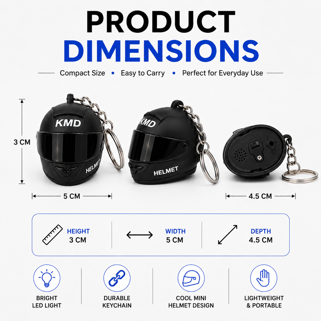 Mini Motorcycle Helmet Keychain with LED Light
