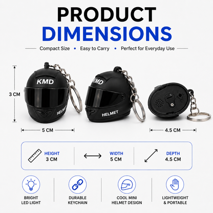 Mini Motorcycle Helmet Keychain with LED Light