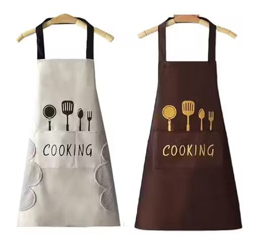 Premium Waterproof Kitchen Apron with Pockets & Hand Wipe Towel – Pack of 2