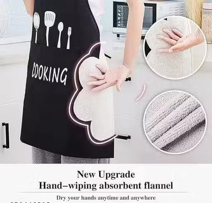 Premium Waterproof Kitchen Apron with Pockets & Hand Wipe Towel – Pack of 2