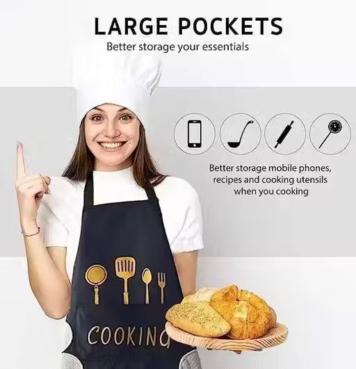 Premium Waterproof Kitchen Apron with Pockets & Hand Wipe Towel – Pack of 2