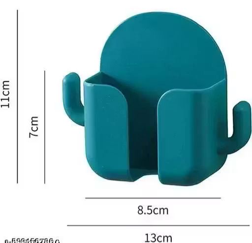 Self-Adhesive Wall Mount Mobile Holder & Charging Stand with 2 Hooks – Pack of 4 (Assorted Colors)
