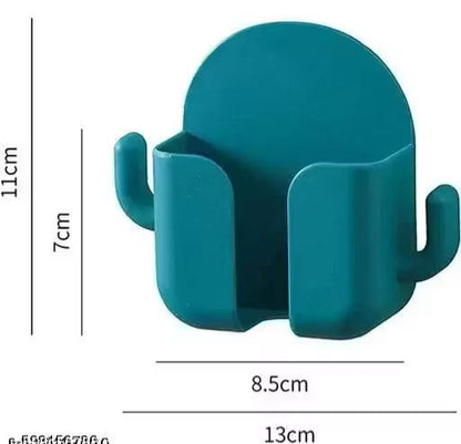 Self-Adhesive Wall Mount Mobile Holder & Charging Stand with 2 Hooks – Pack of 4 (Assorted Colors)